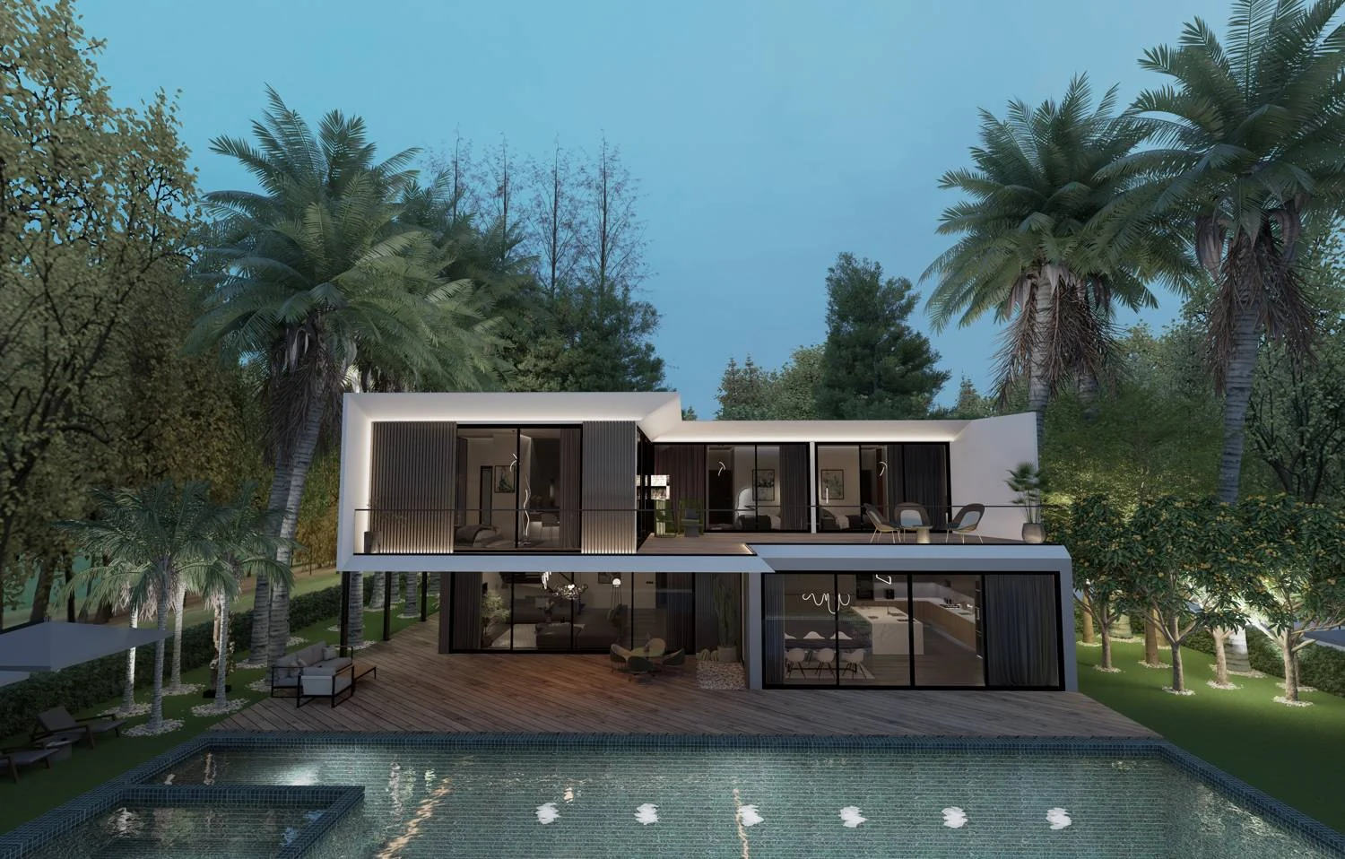 Villa à étage avec piscine
